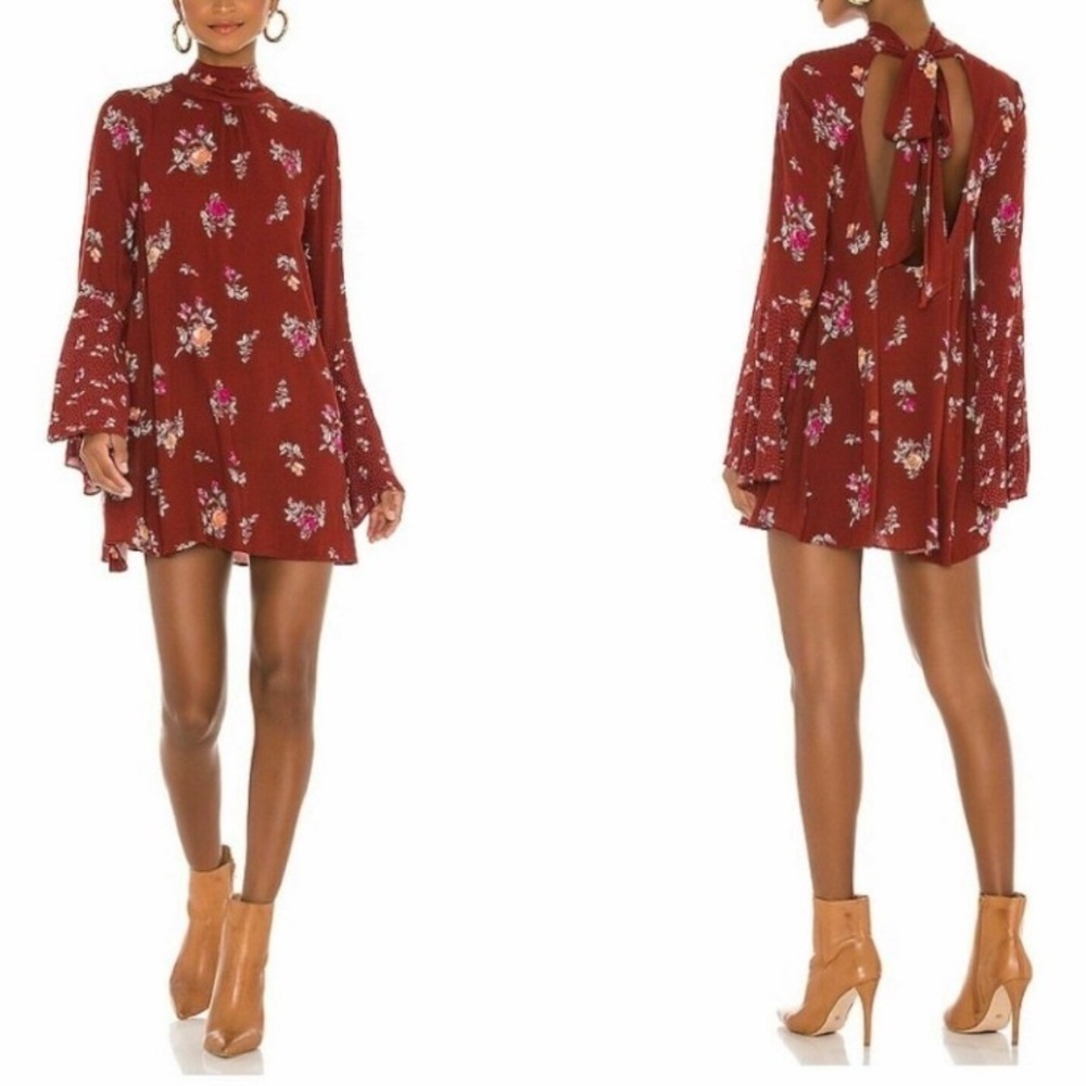 Free Peope Tate Printed tunic in red, size S, NWT